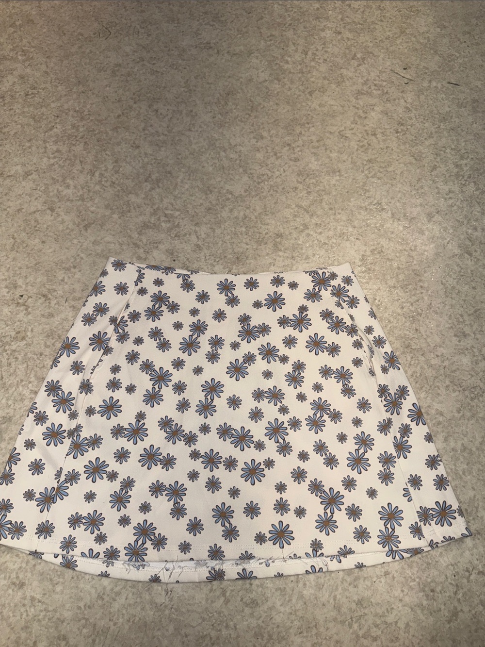 Altar'd State White Mini Skirt with Blue Daisy Print